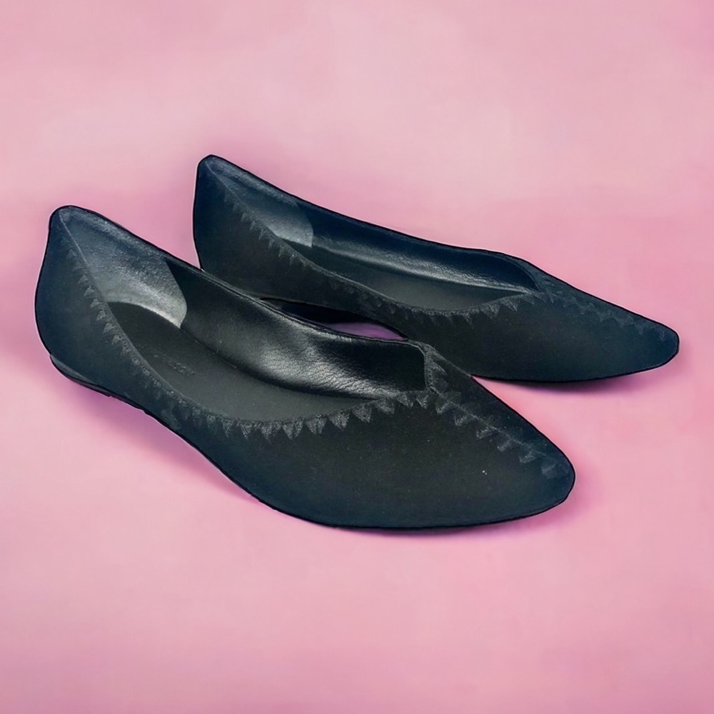 𝅺SIGERSON Morrison Black Suede Vinal Ballet Flats